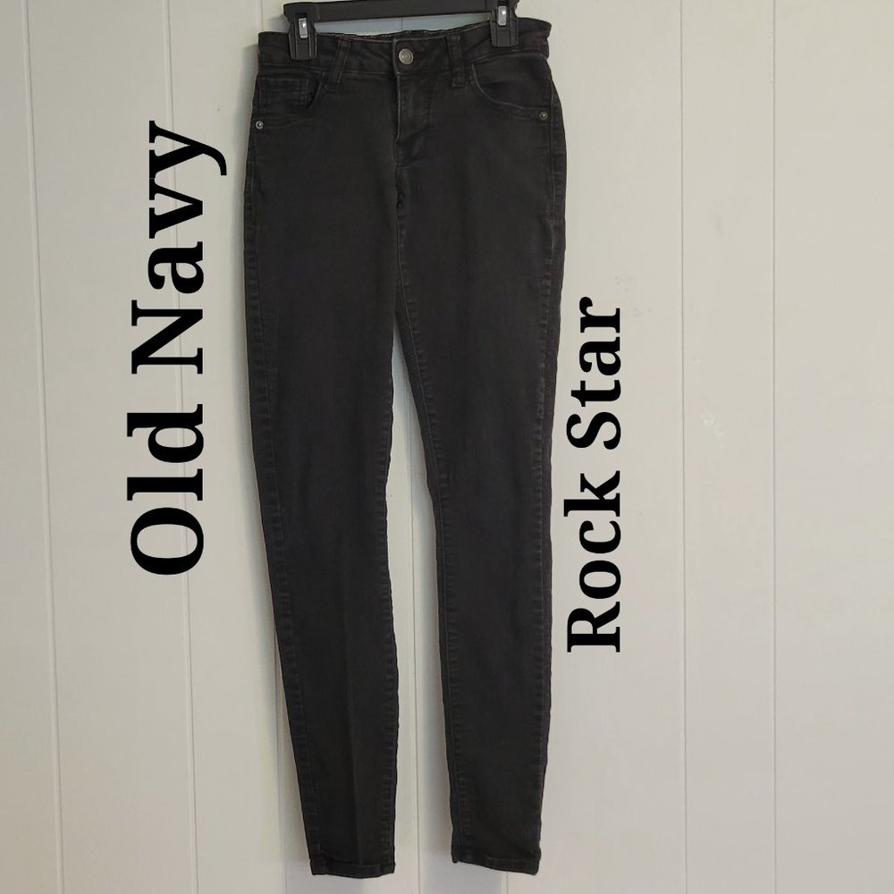 Old Navy the Rock Star black mid rise stretch jeans Sz: 4